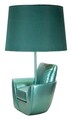 Lampa de masa Midcentury, Mauro Ferretti, 1 x E27, 40W, 26x43 cm, polirasina/fier, turcoaz