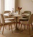 Masa dining Stockholm, Mauro Ferretti, 120x120x86 cm, MDF/fier, crem