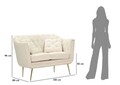 Canapea 2 locuri cu perne decorative Budapest, Mauro Ferretti, 130x83x91 cm, fier/poliester, crem