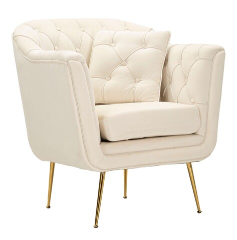 Fotoliu cu perna decorativa Budapest, Mauro Ferretti, 88x83x91 cm, fier/poliester, crem