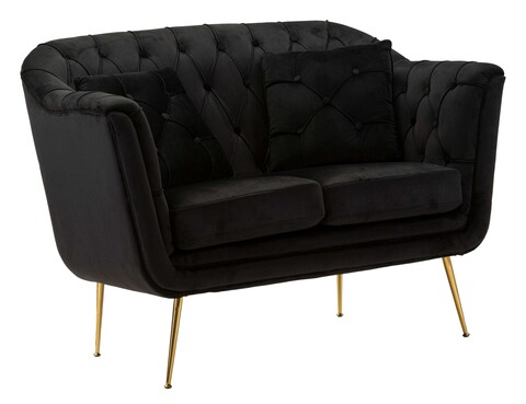 Canapea 2 locuri cu perne decorative Budapest, Mauro Ferretti, 130x83x91 cm, fier/poliester, negru