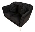 Canapea 2 locuri cu perne decorative Budapest, Mauro Ferretti, 130x83x91 cm, fier/poliester, negru