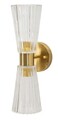 Aplica de perete Prague, Mauro Ferretti, 2 x E14, 20W, 11x16x40 cm, fier/sticla, auriu/transparent