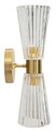 Aplica de perete Prague, Mauro Ferretti, 2 x E14, 20W, 11x16x40 cm, fier/sticla, auriu/transparent