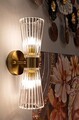 Aplica de perete Prague, Mauro Ferretti, 2 x E14, 20W, 11x16x40 cm, fier/sticla, auriu/transparent