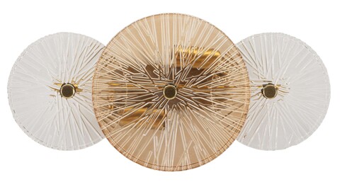 Aplica de perete Osaka, Mauro Ferretti, 2 x E14, 20W, 42x8x20 cm, fier/sticla, auriu/maro/transparent