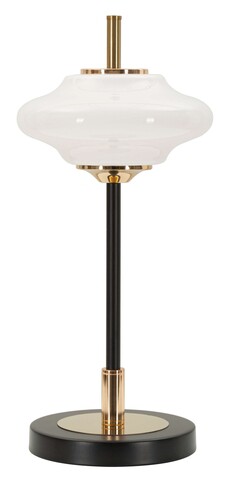 Lampa de masa Vintage, Mauro Ferretti, 1 x E14, 40W, 22x46 cm, fier/sticla, auriu/negru/alb