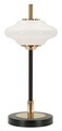 Lampa de masa Vintage, Mauro Ferretti, 1 x E14, 40W, 22x46 cm, fier/sticla, auriu/negru/alb
