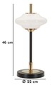 Lampa de masa Vintage, Mauro Ferretti, 1 x E14, 40W, 22x46 cm, fier/sticla, auriu/negru/alb