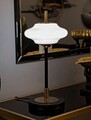 Lampa de masa Vintage, Mauro Ferretti, 1 x E14, 40W, 22x46 cm, fier/sticla, auriu/negru/alb