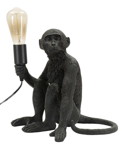 Lampa de masa Monkey Sitting, Mauro Ferretti, 1 x E27, 40W, 33x33x32 cm, polirasina, negru