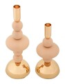 Set 2 suporturi de lumanare Galaxy, Mauro Ferretti, 10x22 cm, 10x30 cm, fier, roz/auriu