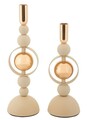 Set 2 suporturi de lumanare Saturn, Mauro Ferretti, 10x27 cm, 10x33 cm, fier, crem/auriu
