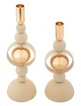 Set 2 suporturi de lumanare Saturn, Mauro Ferretti, 10x27 cm, 10x33 cm, fier, crem/auriu