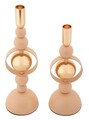 Set 2 suporturi de lumanare Saturn, Mauro Ferretti, 10x27 cm, 10x33 cm, fier, roz/auriu
