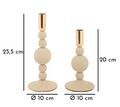 Set 2 suporturi de lumanare Aster, Mauro Ferretti, 10x20 cm, 10x25.5 cm, fier, crem/auriu