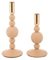 Set 2 suporturi de lumanare Aster, Mauro Ferretti, 10x20 cm, 10x25.5 cm, fier, roz/auriu