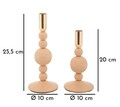 Set 2 suporturi de lumanare Aster, Mauro Ferretti, 10x20 cm, 10x25.5 cm, fier, roz/auriu