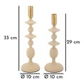 Set 2 suporturi de lumanare Gemini, Mauro Ferretti, 10x29 cm, 10x33 cm, fier, crem/auriu