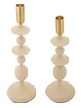 Set 2 suporturi de lumanare Gemini, Mauro Ferretti, 10x29 cm, 10x33 cm, fier, crem/auriu