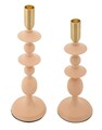 Set 2 suporturi de lumanare Gemini, Mauro Ferretti, 10x29 cm, 10x33 cm, fier, roz/auriu