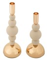Set 2 suporturi de lumanare Bolly, Mauro Ferretti, 10x24 cm, 10x29.5 cm, fier, crem/auriu