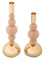 Set 2 suporturi de lumanare Bolly, Mauro Ferretti, 10x24 cm, 10x29.5 cm, fier, roz/auriu