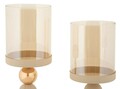Set 2 suporturi de lumanare Glazed, Mauro Ferretti, 10x32 cm, 10x36 cm, fier, crem/auriu