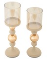 Set 2 suporturi de lumanare Glazed, Mauro Ferretti, 10x32 cm, 10x36 cm, fier, crem/auriu