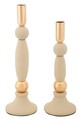 Set 2 suporturi de lumanare Strek, Mauro Ferretti, 9.5x25 cm, 9.5x30 cm, fier, crem/auriu