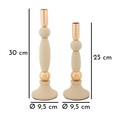 Set 2 suporturi de lumanare Strek, Mauro Ferretti, 9.5x25 cm, 9.5x30 cm, fier, crem/auriu