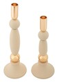 Set 2 suporturi de lumanare Strek, Mauro Ferretti, 9.5x25 cm, 9.5x30 cm, fier, crem/auriu