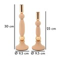 Set 2 suporturi de lumanare Strek, Mauro Ferretti, 9.5x25 cm, 9.5x30 cm, fier, roz/auriu