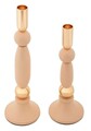 Set 2 suporturi de lumanare Strek, Mauro Ferretti, 9.5x25 cm, 9.5x30 cm, fier, roz/auriu