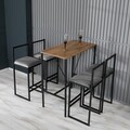 Set masa si 4 scaune de bar, Hanah Home, Nordic, Fumuriu / Nuc / Negru
