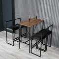 Set masa si 4 scaune de bar, Hanah Home, Nordic, Nuc / Negru