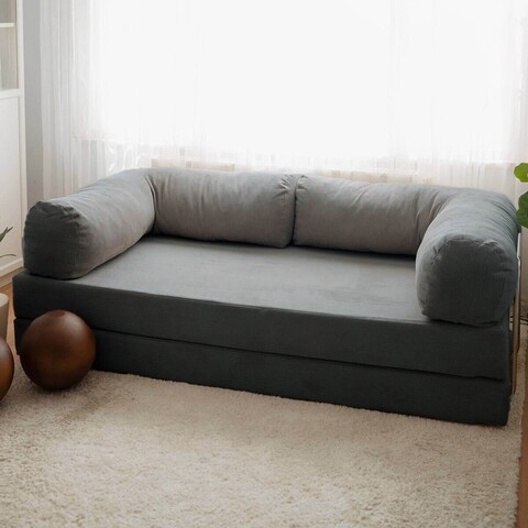 Canapea extensibila 3 locuri, Evalina, 383EVN1268, Poliester, Antracit