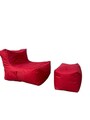 Set fotolii tip puf (2 piese), Atelier del Sofa, 535PFT1211, Rosu