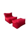 Set fotolii tip puf (2 piese), Atelier del Sofa, 535PFT1211, Rosu
