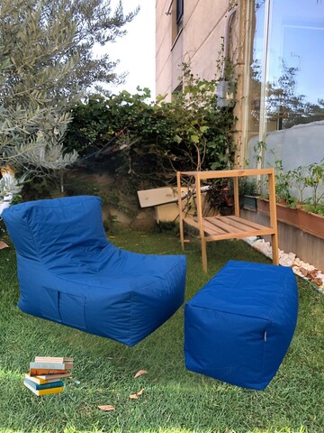 Set fotolii tip puf (2 piese), Atelier del Sofa, 535PFT1212, Albastru