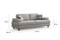 Canapea extensibila 3 locuri, Artie, 560ARE4168, Cadru: LEMN/PAL, Crem / Albastru