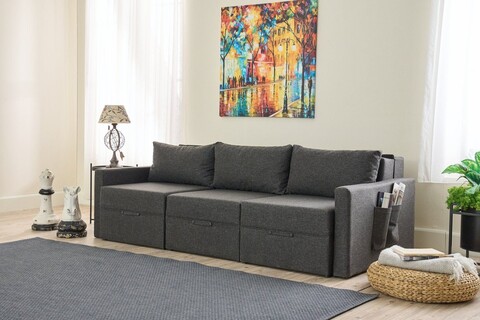 Canapea extensibila 3 locuri, Balcab Home, 825BLC4325, Lemn de brad, Antracit