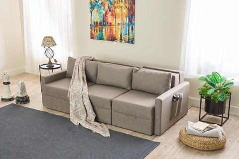 Canapea extensibila 3 locuri, Balcab Home, 825BLC4326, Lemn de brad, Maro
