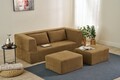 Canapea extensibila 2 locuri, Balcab Home, 825BLC5405, Tesatura Chenille, Maro