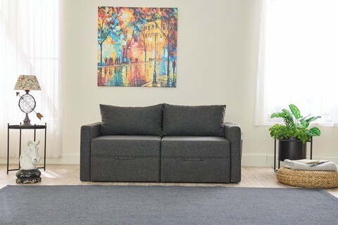 Canapea extensibila 2 locuri, Balcab Home, 825BLC5414, Lemn de brad, Antracit