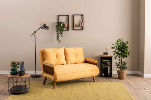 Canapea extensibila 2 locuri, Futon, 859FTN2720, Metal , Galben mustar