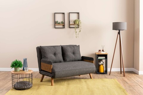 Canapea extensibila 2 locuri, Futon, 859FTN2724, Metal , Gri inchis