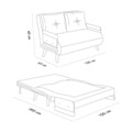 Canapea extensibila 2 locuri, Futon, 859FTN2726, Metal , Alb