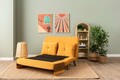 Canapea extensibila 2 locuri, Futon, 859FTN2728, Metal , Galben mustar