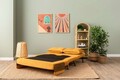Canapea extensibila 2 locuri, Futon, 859FTN2728, Metal , Galben mustar